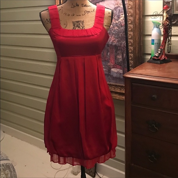 •SOLD•ARMANI EXCHANGE Red Silk Bubble Dress - Picture 4 of 5